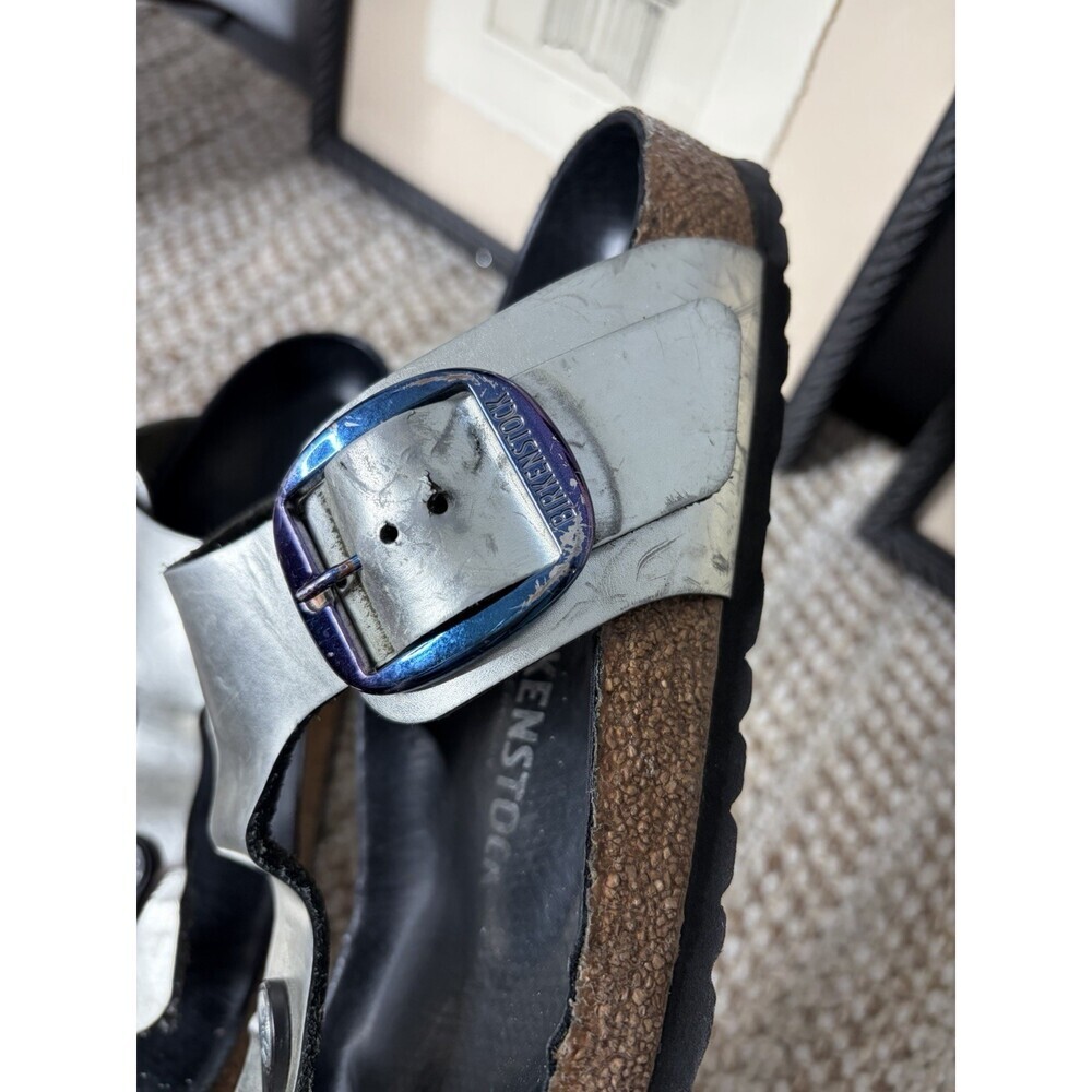 Birkenstock Womens Gizeh Thong Sandals Metallic Silver US8/EU38 Wide/Regular Fit - Picture 8 of 13